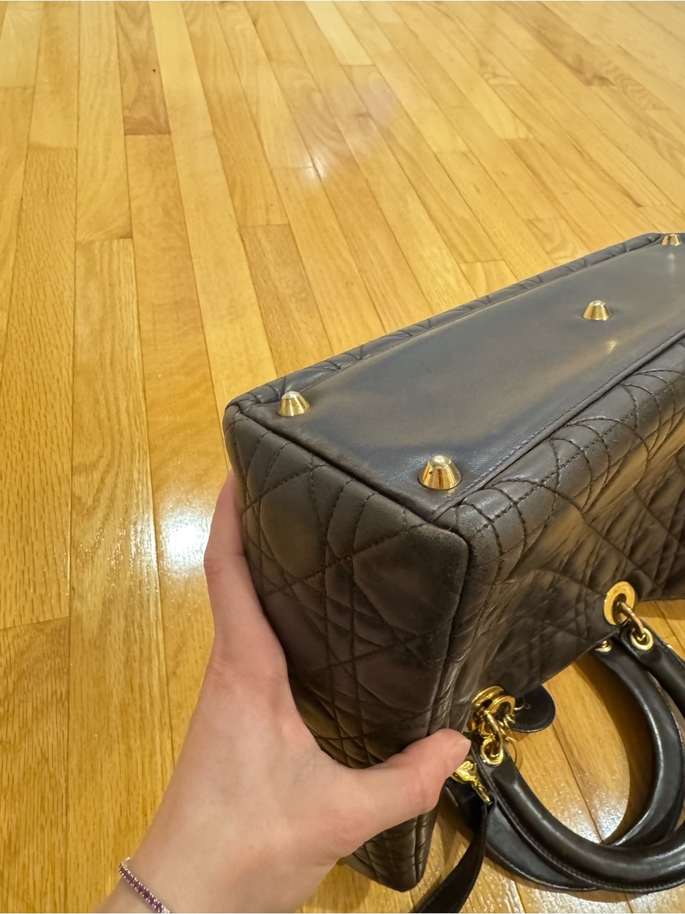 Dior Brown Quilted Leather Lady Dior Tote with Gold Hardware - Picture 8 of 8